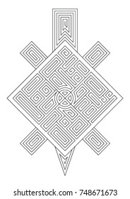 Vector illustration of stylized psy graphic tribal turtle with ornament
