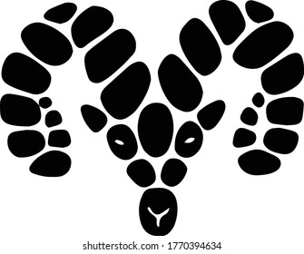 vector illustration of a stylized RAM's head. mountain sheep. horns