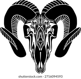 Ilustração vetorial do crânio de um carneiro estilizado, de acordo com o horóscopo de Aries