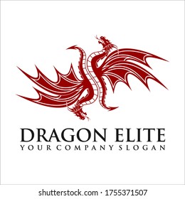 Vector illustration of stylized red dragon logo.