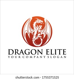 Vector illustration of stylized red dragon logo.