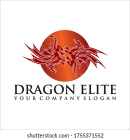 Ilustración vectorial del logo estilizado del dragón rojo.