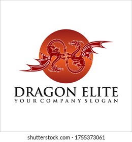 vector illustration of stylized red dragon logo