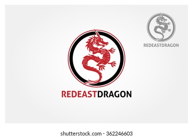 vector illustration of stylized red dragon logo 