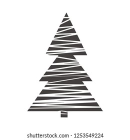 Vector illustration of Stylized ribbon New Year tree  isolated on white background