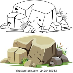 Vector illustration of stylized rock formations.