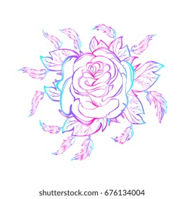 Vector illustration of a stylized rose, isolated. Tattoo, textile printing, image coloring book.
Design for natural cosmetic, health care products, perfume.