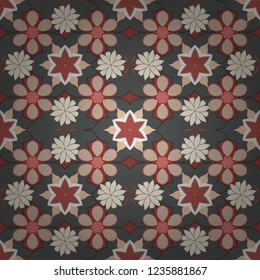 Vector illustration. The stylized vector seamless texture of pink, beige and red elements.