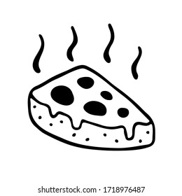 vector illustration stylized slice of pizza hot on white background