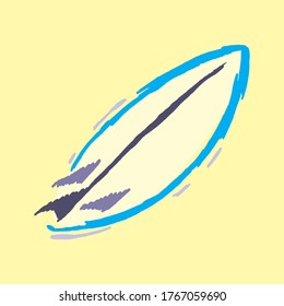 Vector illustration of stylized surfboard, with irregular strokes.