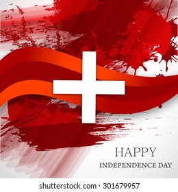Vector Illustration Stylized Switzerland flag waving with white background. Switzerland Independence Day, "1st August".