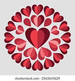 A vector illustration of a stylized symbol with red hearts. The symbol is made up of two intertwined hearts, with the tips of the hearts