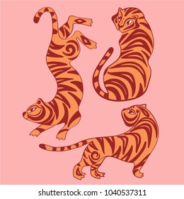 vector illustration. stylized tiger