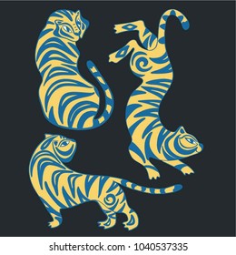 vector illustration. stylized tiger