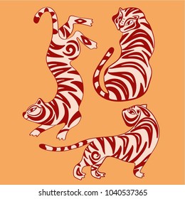 vector illustration. stylized tiger