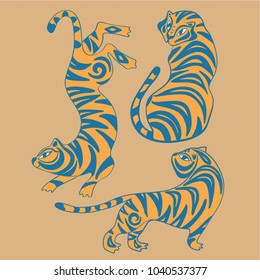 vector illustration. stylized tiger