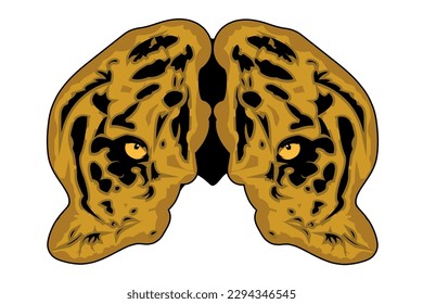 vector illustration of stylized tiger face on white background
