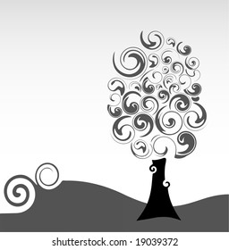 Ilustração vetorial em árvore estilizada