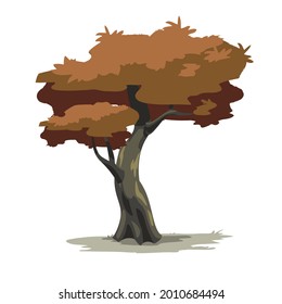 Vector illustration of a stylized tree. Cartoon image for the design of books, fairy tales, computer games, composing compositions