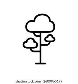 A vector illustration of a stylized tree with cloud-shaped foliage and a simple trunk, shown in outlined and colored style. Ideal for nature, environment, eco-friendly, and minimalist-themed designs.