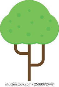 Vector illustration of a stylized tree with green foliage and brown trunk