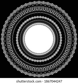 Vector Illustration of Stylized Tribal Pattern in a Circular Ethnic Ornament on Black Background