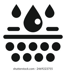 Vector illustration of stylized water drops and horizontal lines in a monochromatic design