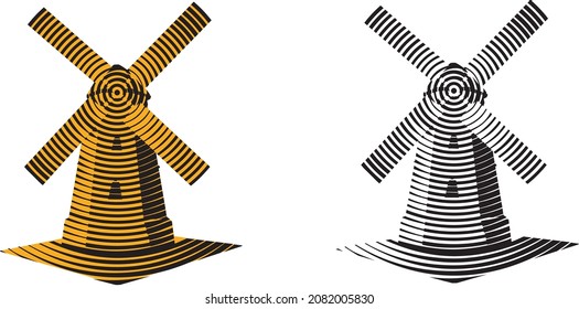 vector illustration. stylized windmill. raster
