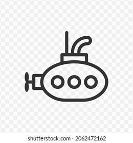 Vector illustration of submarine icon in dark color and transparent background(png).