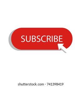 Vector illustration subscribe button with cursor in flat design. For video streaming website banners, blogs, content updates and news feed