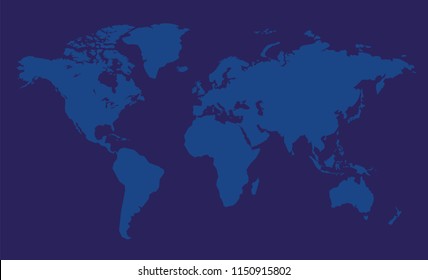 Vector illustration of subtle dark blue world map