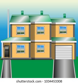 Vector, illustration suburban house