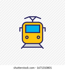 Ilustración vectorial de la línea coloreada de icono del tren suburbano. Un bello elemento de transporte también puede ser usado como elemento icono del tranvía.