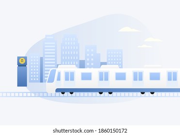 Vector illustration of subway running through the city.