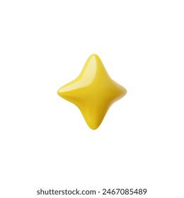 Vector illustration of success. A bright 3D yellow four-pointed star side view on a white background, to create a victorious element in games graphics.