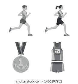 Vector illustration of success and marathon icon. Set of success and winner vector icon for stock.