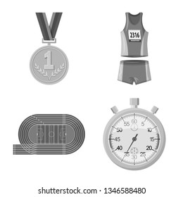 Vector illustration of success and marathon sign. Set of success and winner stock symbol for web.