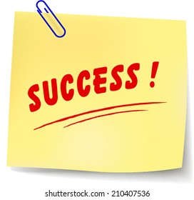 Vector illustration of success paper message on white background