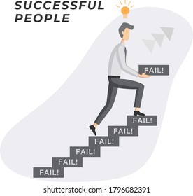 vector illustration of successful people with stairs up