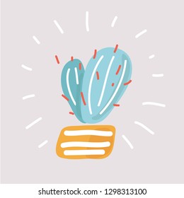 Vector illustration with succulent cactus. Hand-drawn object on white background.