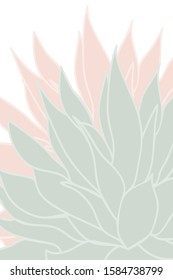 Vector illustration of succulents close up in light pastel colors suitable for wall art, posters, art prints, notebook covers, journals, nursery decoration, stickers, wallpapers, packgaging