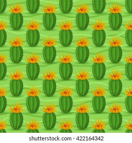  Vector illustration with succulents, green wave, light green background
