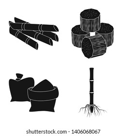 Vector illustration of sucrose and technology icon. Collection of sucrose and cane vector icon for stock.