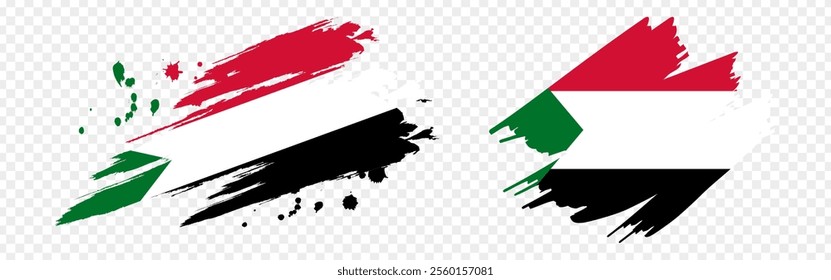 Vector illustration of Sudan flag in brush stroke effect on transparent background
