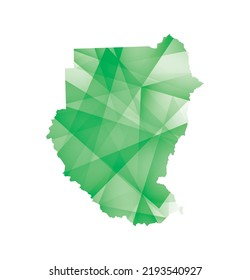 vector illustration of Sudan map with green colored geometric shapes