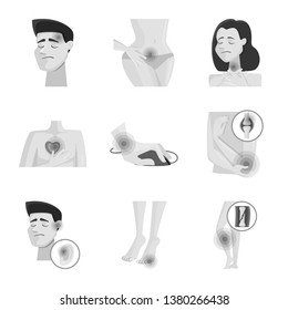 Vector illustration of suffering and injury sign. Set of suffering and damage stock symbol for web.