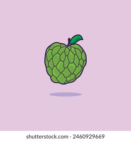 Vector illustration, Sugar apple or custard apple. Nature Icon Concept Isolated Premium Vector.