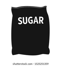 Vector illustration of sugar and bag symbol. Graphic of sugar and sack stock symbol for web.