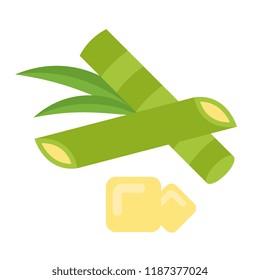 Vector Illustration of Sugar Cane. Simple flat icon of cereal and beans on a white background.