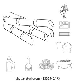 Vector illustration of sugar and field symbol. Set of sugar and plantation vector icon for stock.
